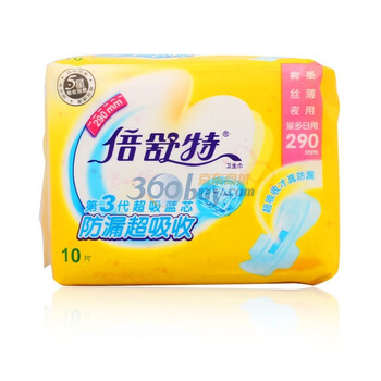 倍舒特 棉柔丝薄 夜用卫生巾290mm/10片 SN16210