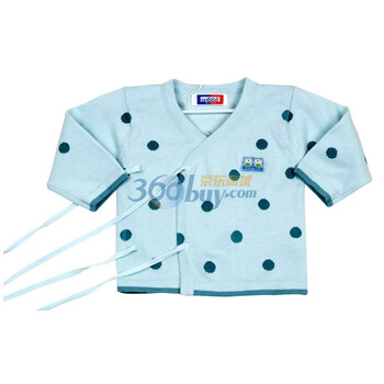 安宝儿 新生儿服饰婴儿衣服宝宝服饰 春秋款纯棉羊毛绑带合同衫 系带打底毛衣针织衫 A5088 青色 6M/66cm