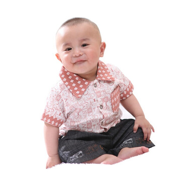 婴之谷新生儿婴儿夏款短袖衬衫 纯棉薄款男款T4612 浅灰色 36个月