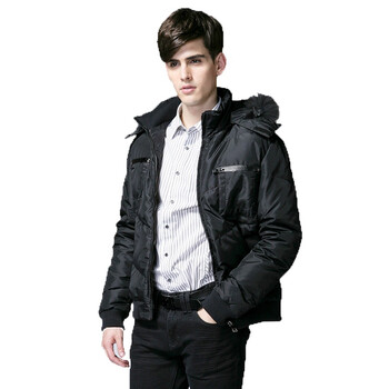 GLM男装2011秋冬新款连帽羽绒羽绒服134011005 黑色 M