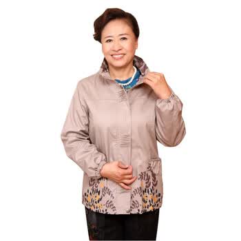 新橙美依 中老年秋装风衣春秋外套服装妈妈装5190新款大码中年人女装 米色 4XL