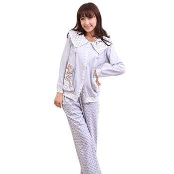 荻嘉茂 时尚休闲纯棉家居服套装 6861 灰色 XL