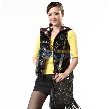 2011新款 冰洁羽绒服 女式两面穿情侣时尚马甲 BG11102 黑色 185/104A(XXXL)