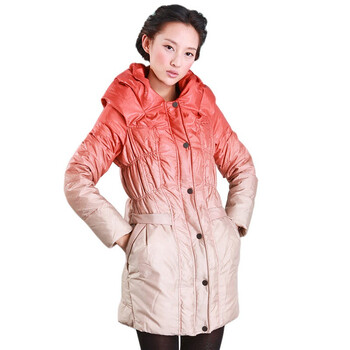 久拉拉JIULALA 2011冬装 女 渐变色 收腰修身长款羽绒服 J104Y014 橙色 XL