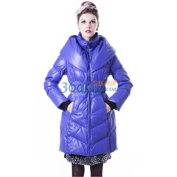 玛汐 Maxchic 2012 冬 新款水洗皮中长款超保暖加厚羽绒服女装 D63001S11M 蓝色 XXL