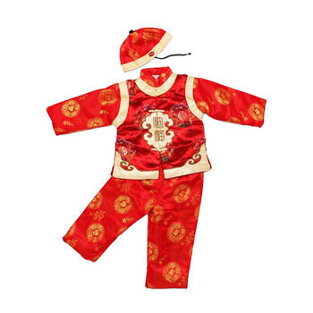 婴之谷 2012新年贺岁服 男童唐装棉服（花板随机发）T0161 红色 36个月
