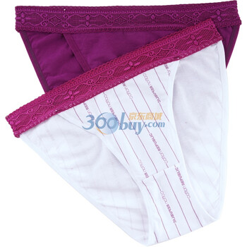 棉花共和国 Cotton RepubLic LOGO宽边蕾丝 女式吞架三角内裤 两条装 51111104 紫色 XL