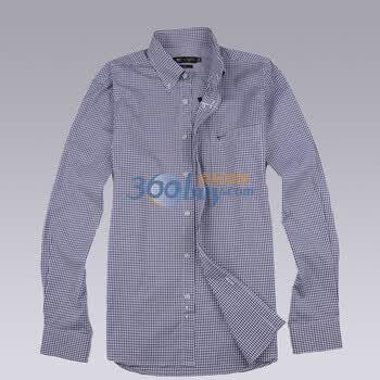 七匹狼男装长袖格形休闲衬衫111B10502093 深蓝色 XXXL