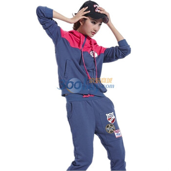 露西法兰 女装夏装新品休闲运动套装卫衣套装 XNR-1220 牛仔蓝 均码