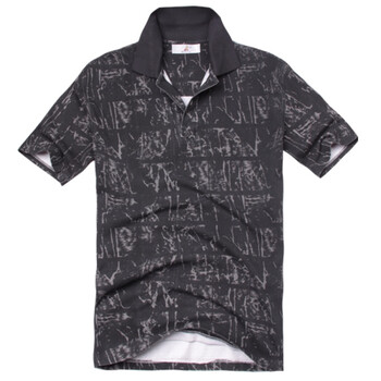 稻草人 休闲翻领水洗纯棉POLO短袖T恤DT117309 黑色 54/XXL