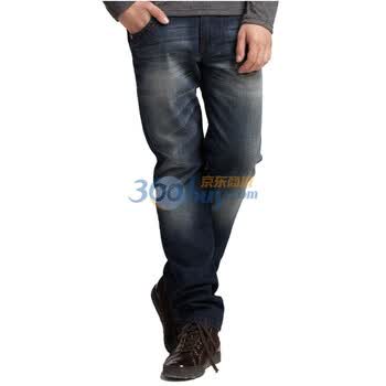 马克华菲男装时尚小直筒牛仔裤7113061734-051宝蓝色35
