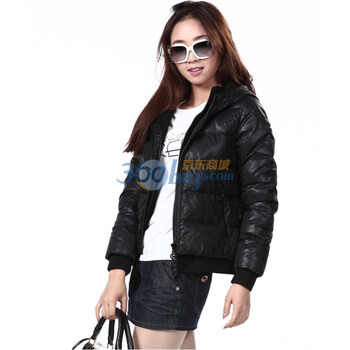 2011新款 康博羽绒服 女休闲双帽短款 KB1118 黑色 185/104A(XXXL)
