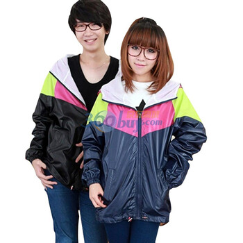 韩都衣舍 韩国外套春装新款连帽情侣外套DQ1572-女 藏蓝色 L