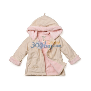 davebella 春款新品 时尚单排扣双层绒宝宝外套/婴儿外套 1158 米白浅粉 90(3T)