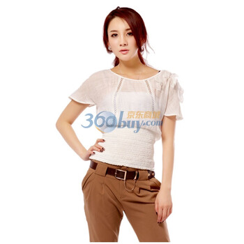 卓欧TOAIOU 2011夏装 蝙蝠衫修身女短袖衬衫 H103001 白色 XL