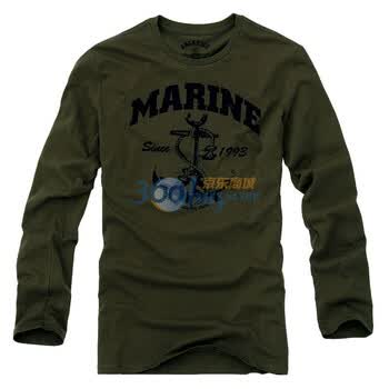 AK男装秋季新品 MARINE全棉印花长袖T恤 11C100084 军绿色 XXL