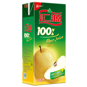 汇源100%梨汁1L*12盒 不添加糖、色素、防腐剂