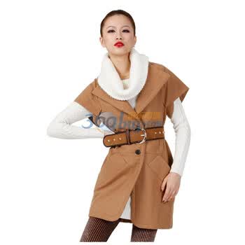 FRIEND ONE 冬装外套 女 长款欧美风红色羊毛呢大衣FG114178 驼色 L