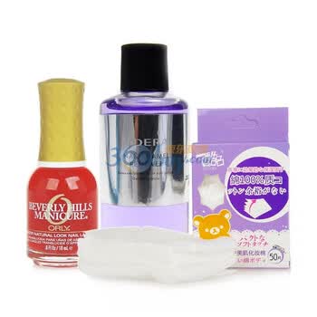 奥利ORLY甲油 42105 透明西瓜红18ML + 娥佩兰洗甲水30ml + 化妆棉50片/盒
