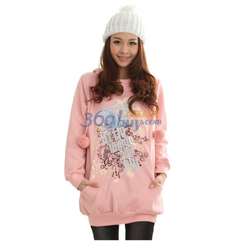 洛熙 RR 秋冬款韩版女装长袖套头抓毛卫衣1123024 粉红 XL