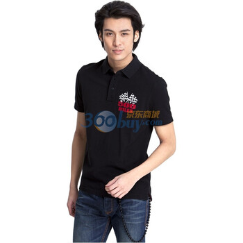 IZOD 赛车主题男士纯棉短袖POLO衫J|11113342048200 正黑 XL(185/102A)