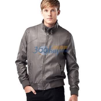 JACKWALK压磨袖肘贴皮PU皮夹克C0113501灰色XXL