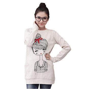 韩都衣舍 韩国秋装新品2011口袋女孩长袖女T恤GQ0217 杏色 M