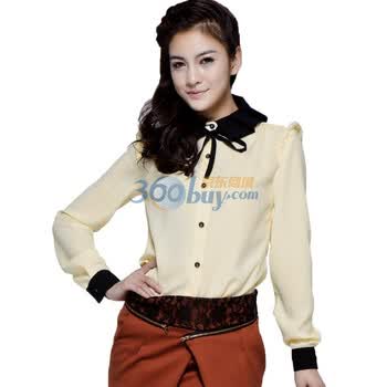 Justyle荷叶翩翩2012春夏新款荷叶领女款长袖衬衫 JTL11121151 白色 L