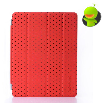 哈密瓜 (Hamimelon) HM8008 ipad2半套 前盖 波点屏幕保护盖 两种支架角度 智能休眠smart cover红