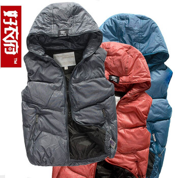 好衣府 秋冬新品 连帽背心棉马甲男款8383 灰色 XL