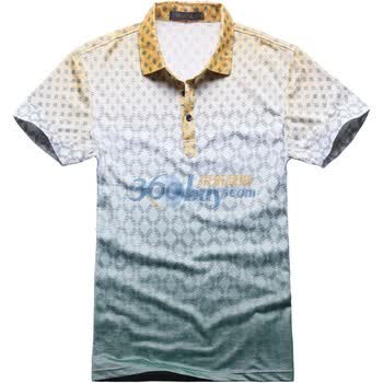 古伦格GULUNGE新款 渐变休闲短袖POLO衫 商务休闲T恤 T97015 绿色 XXL