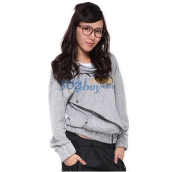 Rosas Mode斜拉链立领开襟卫衣R1612733 灰色 M