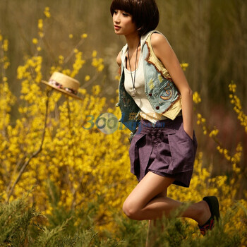 裂帛 2011新品淑女百褶 亚麻短裤热裤 意动7140 紫色 L