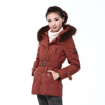 2011新款 康博羽绒服 女休闲毛帽短款 KB1108 桔红色 185/104A(XXXL)