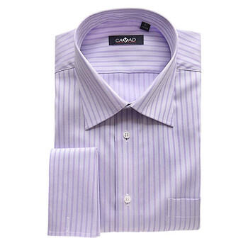 CAVAD卡瓦文迪新款男款全棉正装礼服袖长袖衬衫0111018 中兰花紫 44