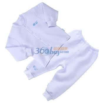 贝贝怡（bornbay） BB105-107 宝宝服 前开扣上衣两用裆裤保暖套装 淡蓝 90码