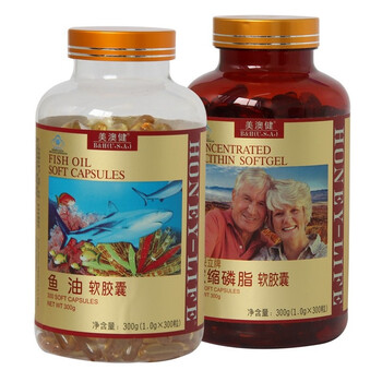 美澳健　鱼油300粒＋浓缩磷脂300粒 调脂降压黄金搭档，预防三高，保护心脑　2瓶