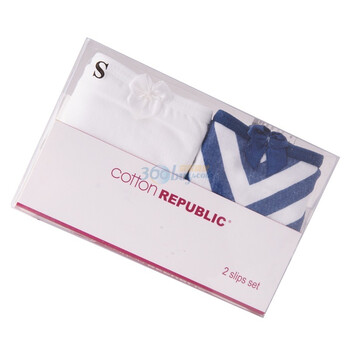 Cotton RepubLic 棉花共和国 两条装 海军条纹 女式内裤 51113012 白色/蓝色 L