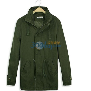 Wantdo男新款外套男式军绿水洗中长款工装风衣大衣2 军绿色 185(XXL)