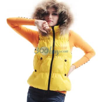 百普拉姿BIOPLAZM羽绒服马甲女短款秋冬装新款欧洲站欧美风修身亮色时尚 黄色 XL