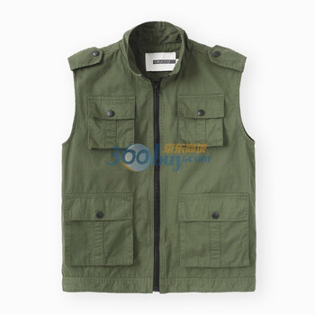 初刻CRUCCO 男款 纯棉多口袋休闲马甲 2012春季新款 00012043 军绿色 XXL