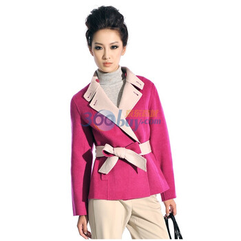 白领网络款（WHITE COLLAR）玫红双面立领短大衣 LOVMH9-602 洋红 (品红 玫瑰红) XL