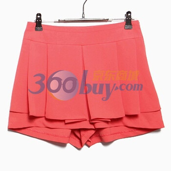 时尚起义 夏装韩国进口可爱束褶收腰小裤裙 女582980 大红色 M