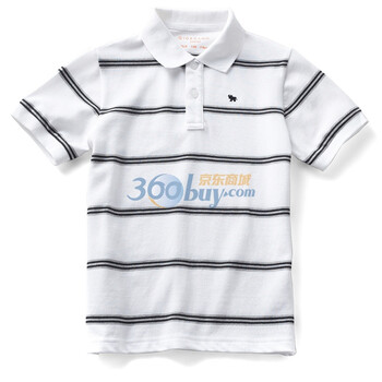 Giordano佐丹奴童装 Polo 男小牛刺绣三色间珠地POLO  03011004 白色 165