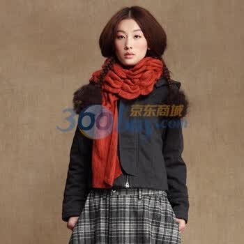 购物赢大奖 Inman茵曼拉链搭门可拆卸帽子棉衣JC20084 深灰色 XL