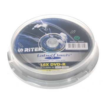 铼德（Ritek）DVD-R 16速 4.7GB Labelflash闪雕 台产 桶装10片 刻录盘