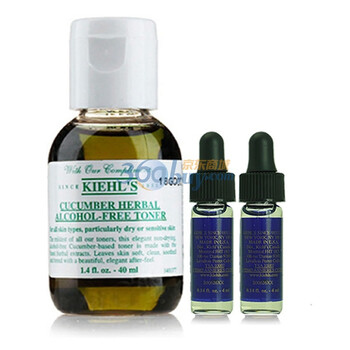 科颜氏Kiehl's黄瓜植物精华爽肤水40ml夜间修护精华4ml*2+纱网袋