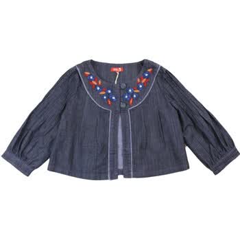 今生宝贝孕妇装外套2011秋冬秋季孕妇服饰特惠商品超划算 大码女装　牛仔绣花披肩外套FBFK 蓝色 L