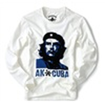 AK男装秋季新品 切格瓦拉头像圆领印花长袖T恤B135101A 白色 XXL
