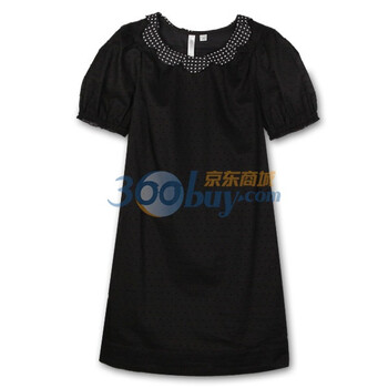歌莉娅GOELIA 裙子 复古泡泡袖连衣裙103R462W 原价499元 黑色 M